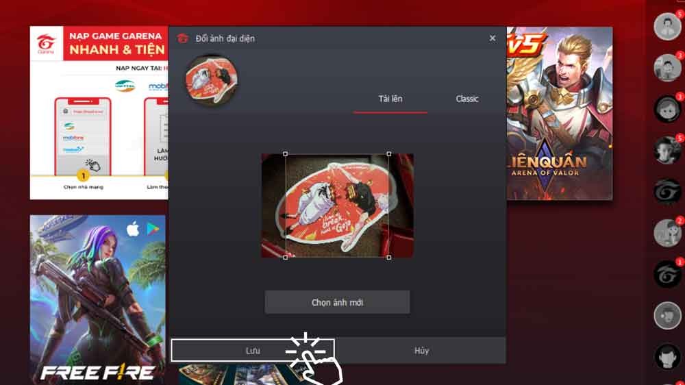 Cách đổi avatar Liên Quân bằng ảnh của mình trên Garena